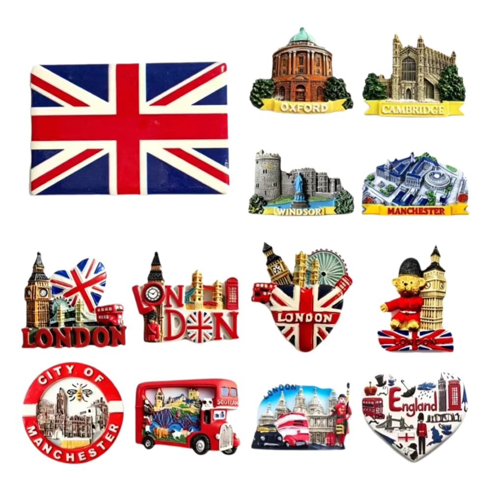 Photography Uk - 3D Reçine İngiltere Şehirleri Buzdolabı Mıknatısları